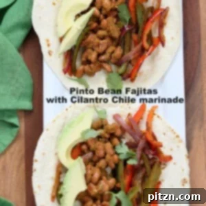 Veggie Pinto Bean Fajita Tacos with Cilantro Chile Marinade. Amazing Fajita Marinade for veggies and Beans. Vegan Gluten-free Soy-free Vegetarian Fajita Recipe | VeganRicha.com