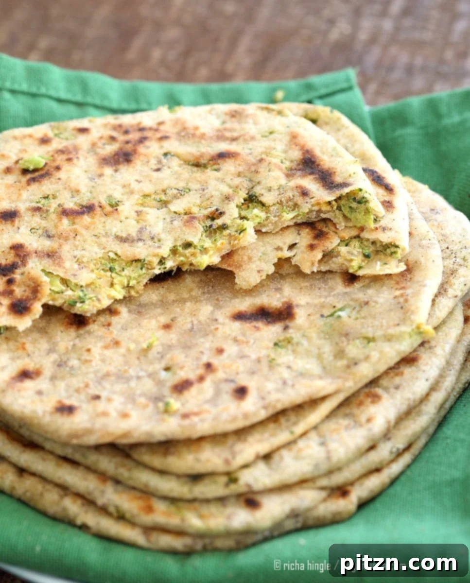 Yeast-Free Broccoli Chickpea Stuffed Parathas 3 Broccoli Chickpea Stuffed Flatbread - Broccoli Paratha. Shredded broccoli, mashed chickpeas and spices stuffed in a paratha flatbread. | Vegan Indian Recipe Soyfree