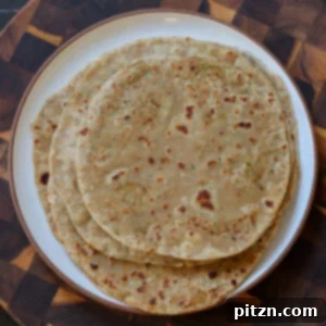 Yeast-Free Broccoli Chickpea Stuffed Parathas 7 Stack of broccoli parathas.