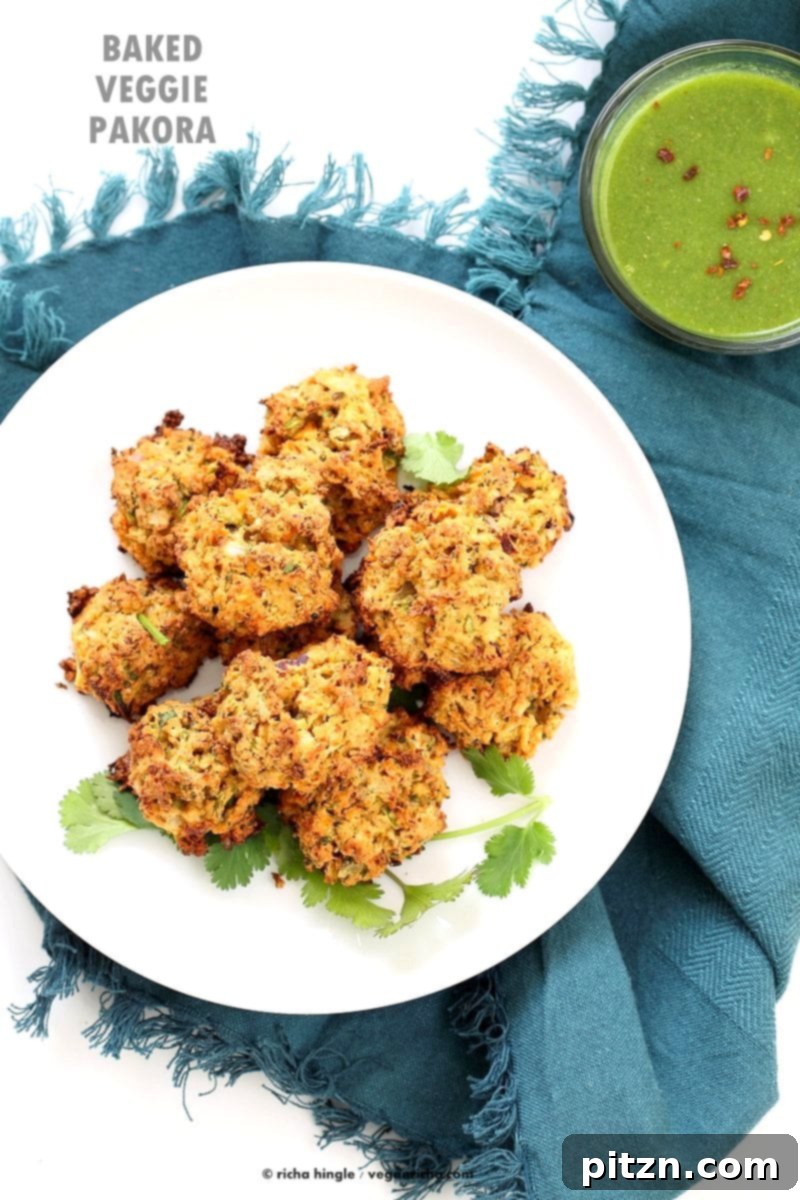 30-Minute Baked Mixed Vegetable Pakora Fritters 2 Broccoli, Cauliflower, potatoes, carrots and greens in this Mixed Vegetable Pakora. Baked Veggie Pakore Bhajjiya. Vegan Soyfree Recipe. Easily Glutenfree | VeganRicha.com