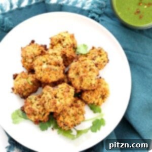 30-Minute Baked Mixed Vegetable Pakora Fritters 10 Broccoli, Cauliflower, potatoes, carrots and greens in this Mixed Vegetable Pakora. Baked Veggie Pakore Bhajjiya. Vegan Soyfree Recipe. Easily Glutenfree | VeganRicha.com #glutenfree #veganricha #vegan