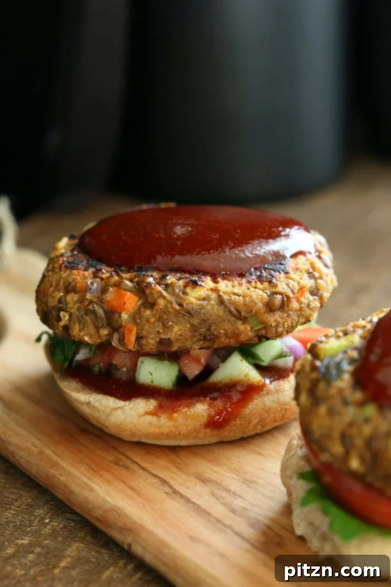 Homestyle Lentil Quinoa Burgers 4 Lentil Quinoa Meatloaf Burgers beautifully arranged on a platter, ready to be served. Ideal for vegan and nut-free diets. VeganRicha.com