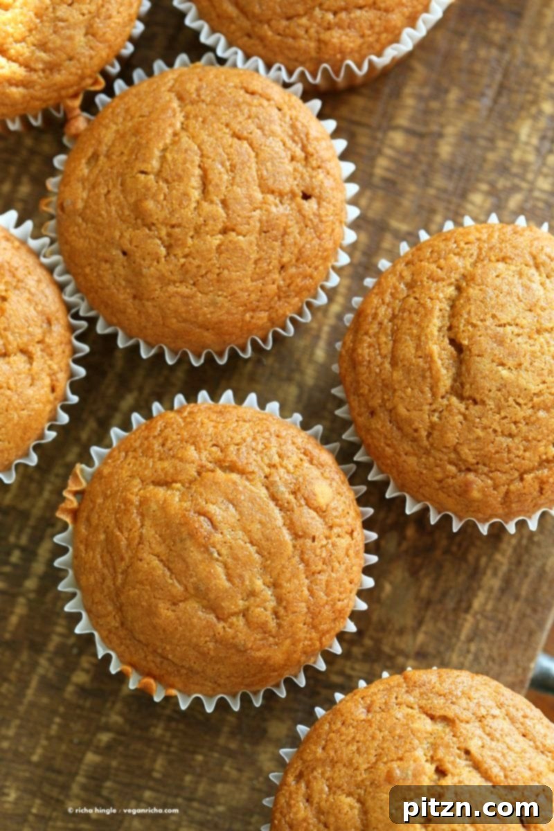 Luscious One-Bowl Vegan Mango Cupcakes 6 Vegan Mango Cupcakes, unfrosted and showing their soft, moist texture, perfect for a tropical dessert.