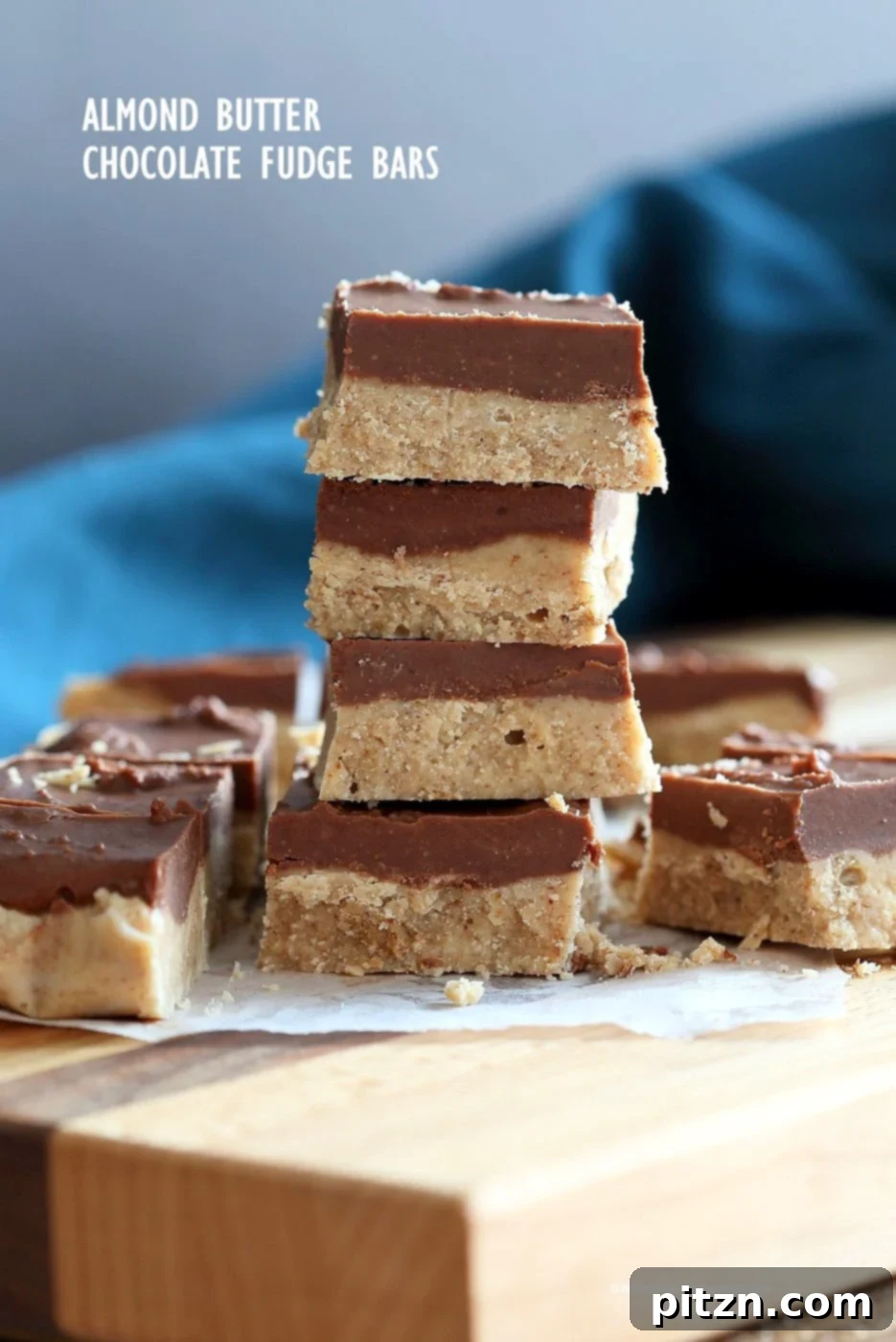 Decadent Chocolate Almond Butter Fudge Bars 2 Rich Chocolate Almond Butter Fudge Bars, an easy vegan and no-bake dessert recipe. Made with almond butter, coconut butter, and maple syrup, these bars are gluten-free and soy-free. Ideal for a quick sweet treat.
