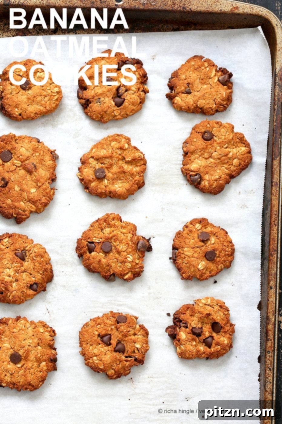 Banana Oatmeal Cookies. Gluten-free Banana Oatmeal Breakfast Cookies with Chocolate chips. 1 Bowl 20 minute Banana Cookies. Vegan Gluten-free Recipe | VeganRicha.com