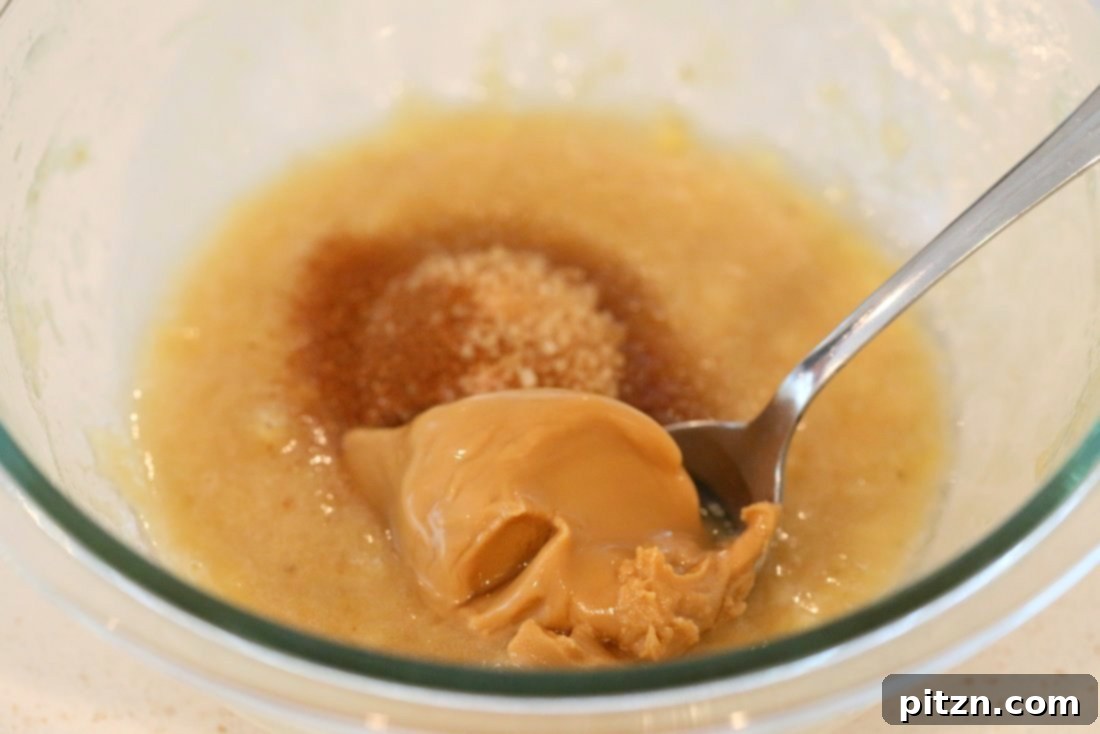 Add the wet ingredients and nut butter and mix.