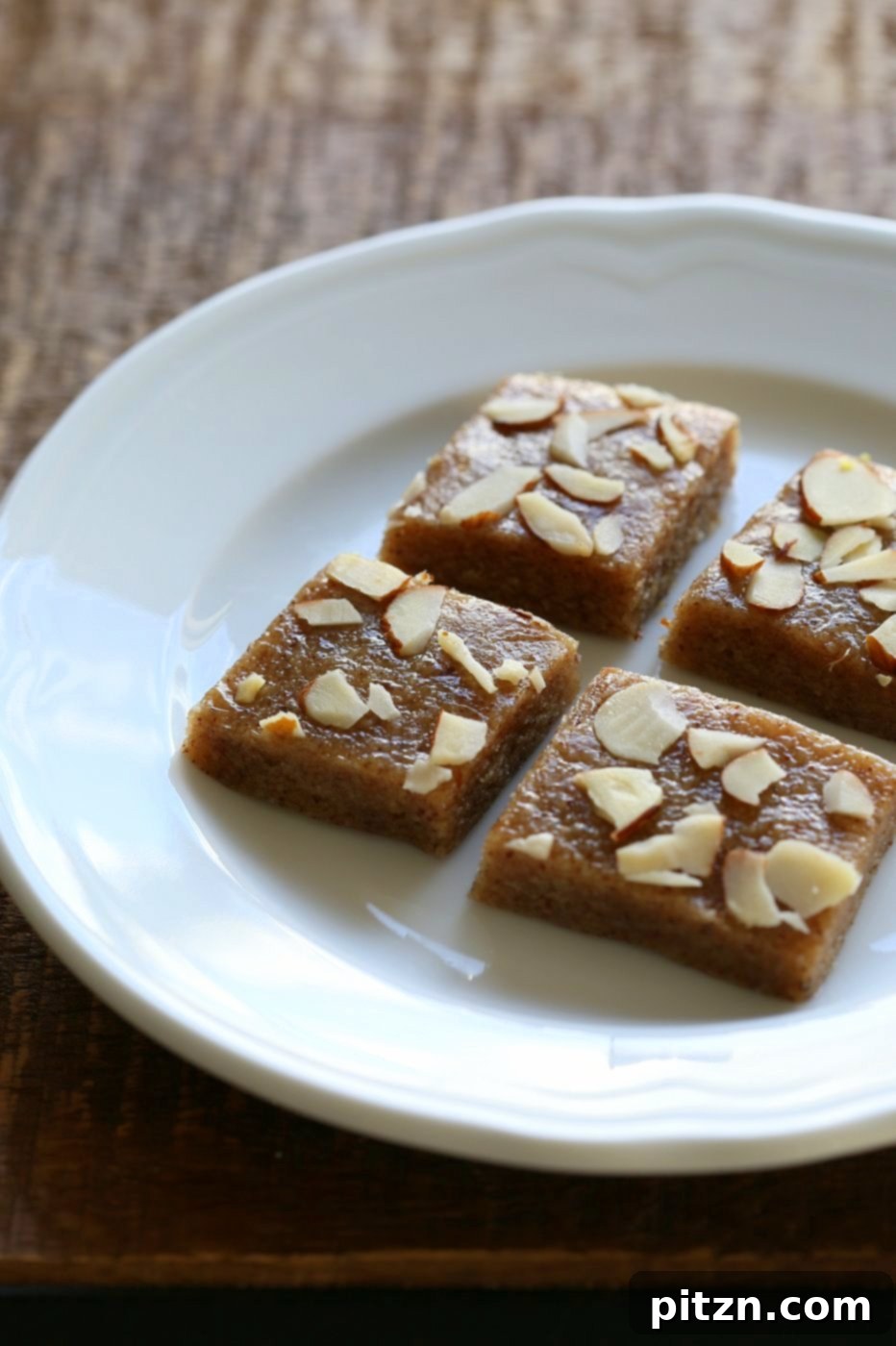 15 min Almond fudge with Cardamom and Basundi - thickened milk with saffron and nuts. Basundi or Rabri with almond milk. Indian Vegan Sweets for Diwali. | VeganRicha..com
