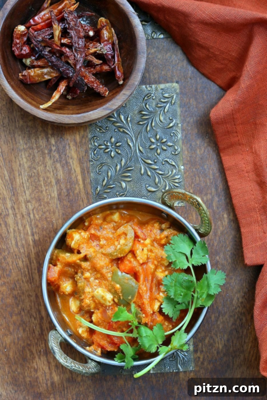 Kadhai Tofu with Bell Peppers and Broccoli, a vegan and gluten-free Indian main course, prepared in a blender tomato almond sauce. Perfect soy-free entree for Diwali.