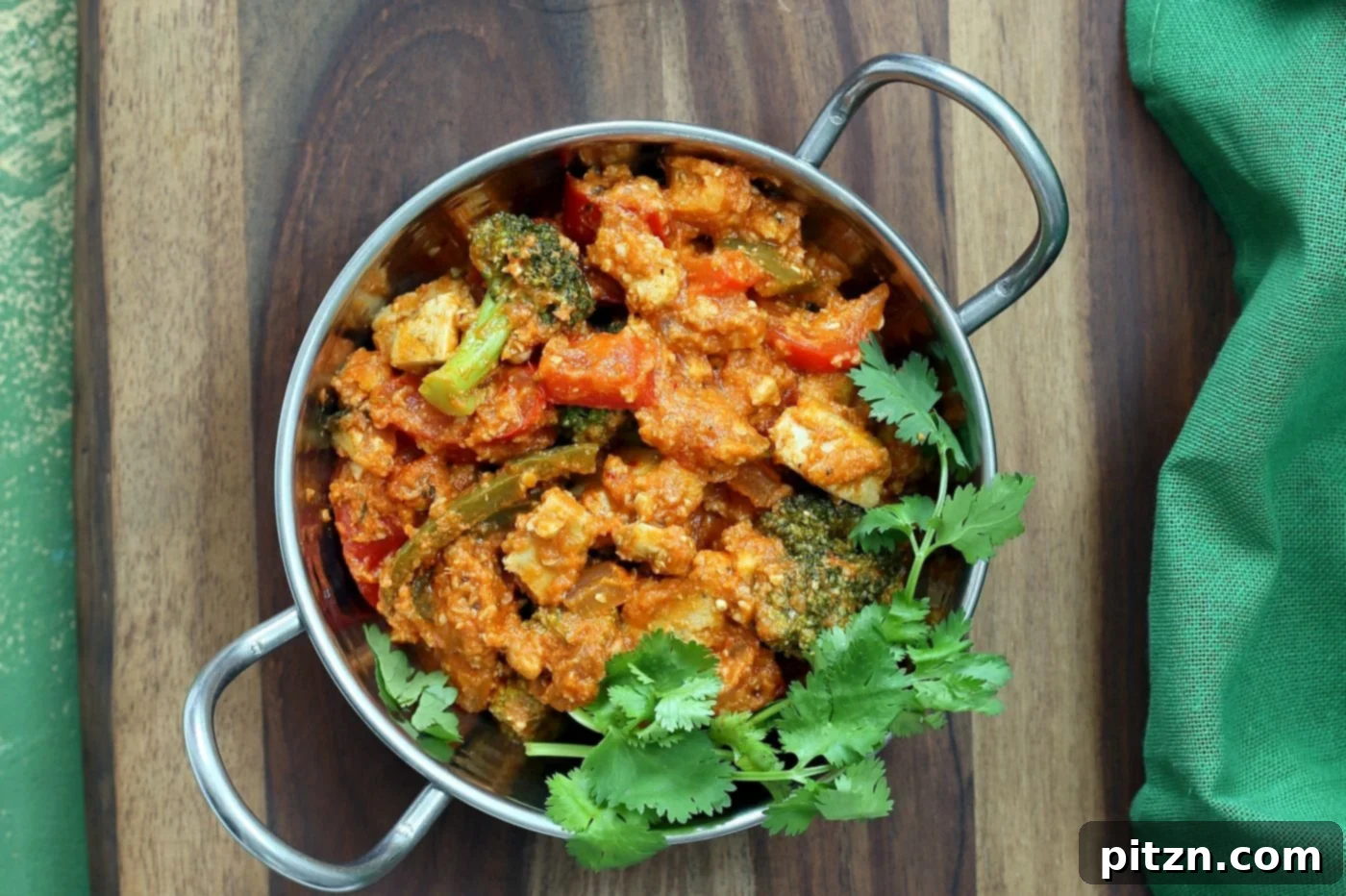 Diwali special Kadai Paneer Tofu and Peppers. A savory, healthy, and easy-to-make vegan, gluten-free, soy-free, and cashew-free Indian main course.