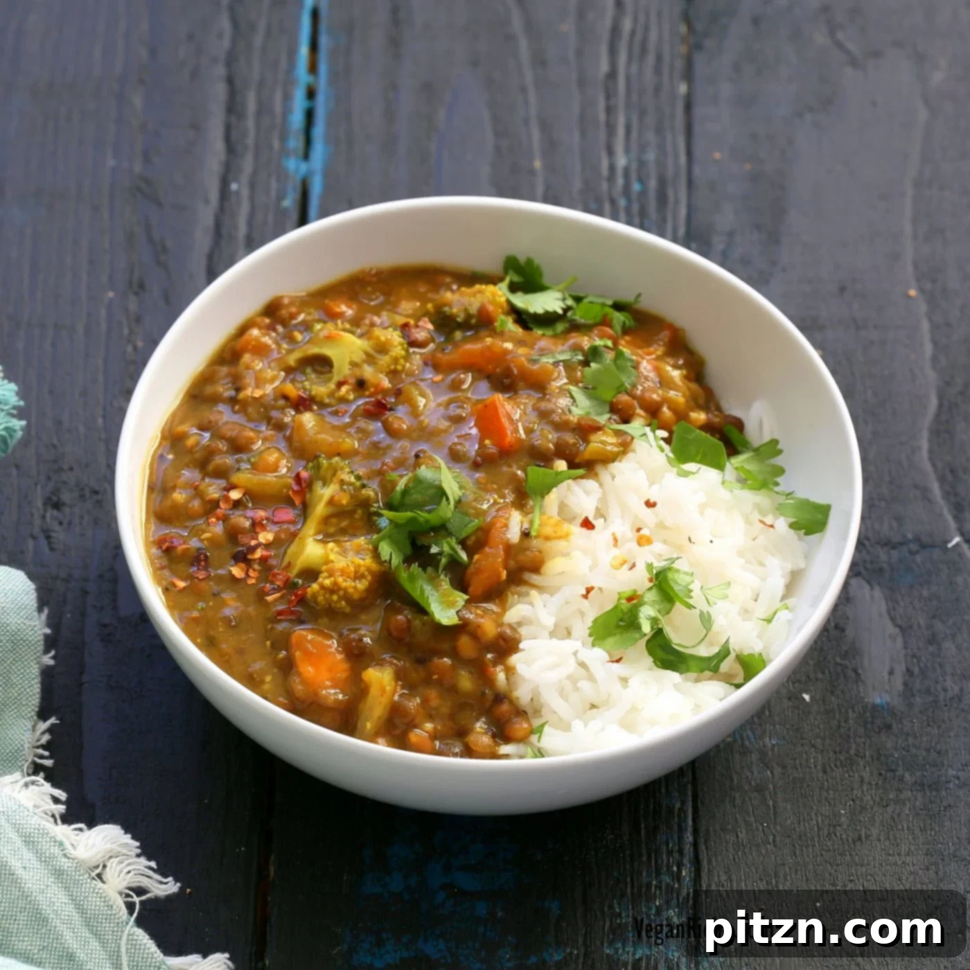 Warm and healthy Brown Lentil Soup with Broccoli, Fenugreek, Turmeric, and Black Pepper. A delicious vegan, gluten-free, and soy-free winter meal perfect for detox and healing.