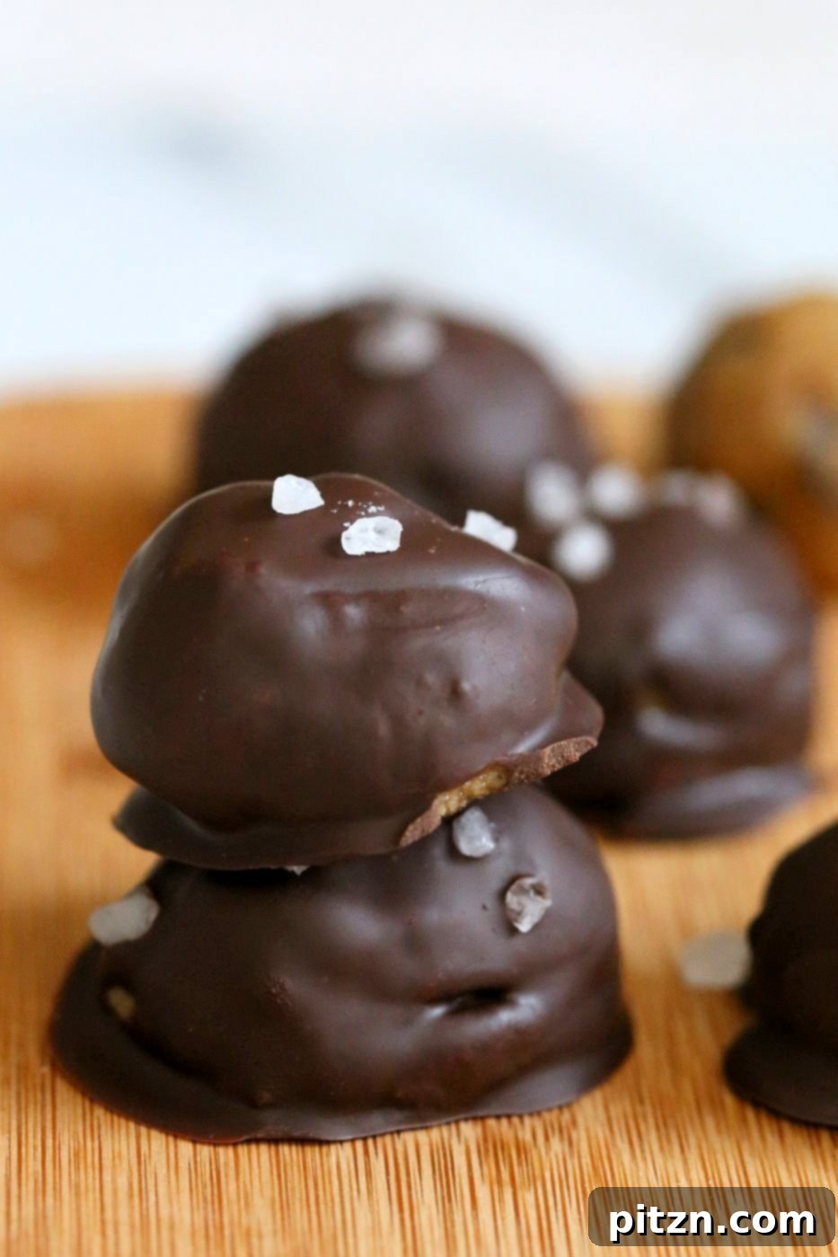 Plant-Powered Gluten-Free Cookie Dough Truffles 6 Cookie Dough Truffles. Fudgy Cookie dough coated in melted chocolate and topped with coarse sea salt. Vegan Gluten-free Recipe | VeganRicha.com