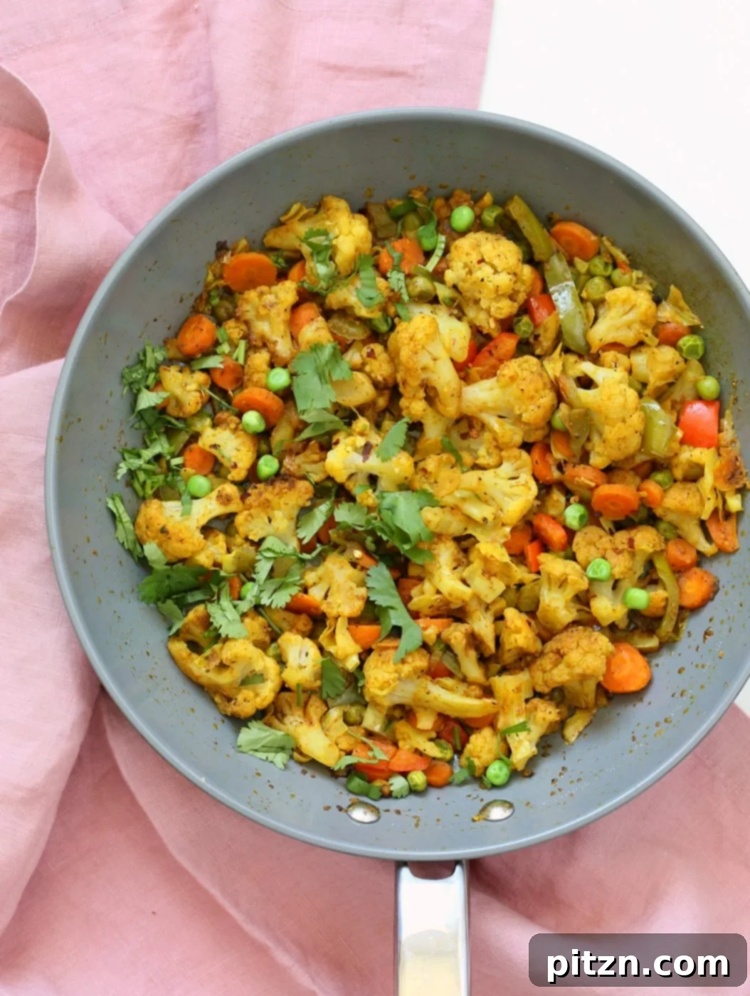 8 Spice Veggie Stir fry - Vegetable Masala Subzi. Use up the veggies to make this dry Veggie Stir fry with Indian Spices. Serve with Dal or Curries. Vegan Gluten-free Soy-free Nut-free Recipe | VeganRicha.com