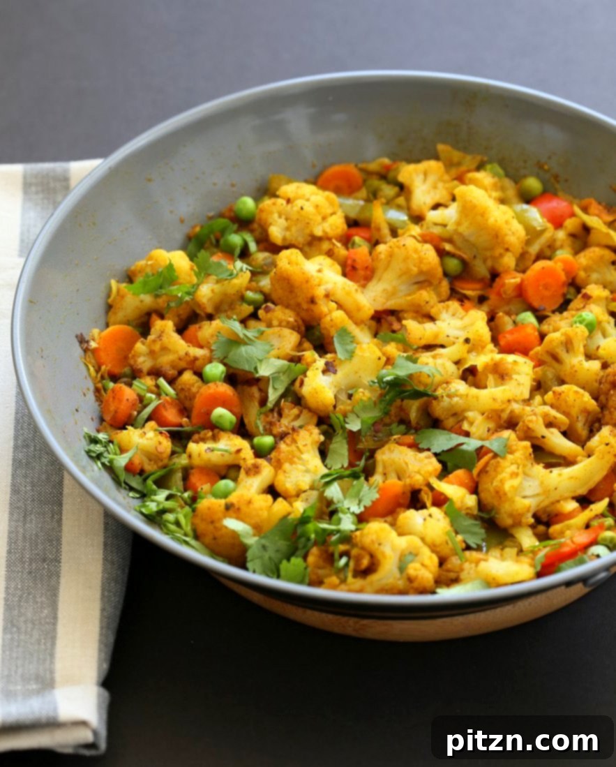 8 Spice Veggie Stir fry - Vegetable Masala Subzi. Use up the veggies to make this dry Veggie Stir fry with Indian Spices. Serve with Dal or Curries. Vegan Gluten-free Soy-free Nut-free Recipe | VeganRicha.com