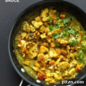 Verdant Masala Tofu Cauliflower Curry 5 Spiced Cauliflower and Tofu in Green Masala Sauce