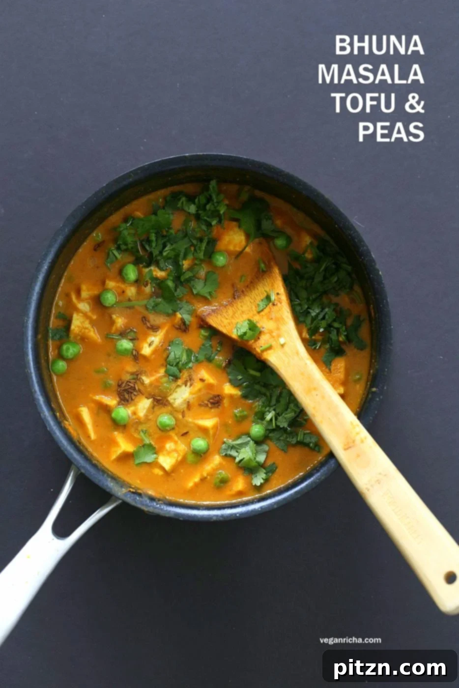 Tofu Matar Masala - Tofu Peas in Blender Masala Sauce. Curried Tofu and peas with a roasted cumin tempering. Vegan Matar Paneer. Gluten-free Recipe. Use chickpeas or veggies to make soy-free #vegan #veganricha #recipe | VeganRicha.com