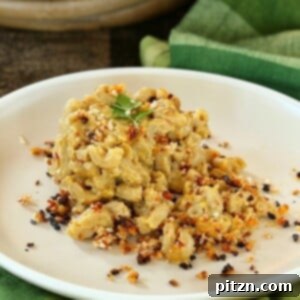 Plum's Fiery Cajun Plant-Based Mac 2 a serving of spicy Cajun Mac and Cheese on a white plate