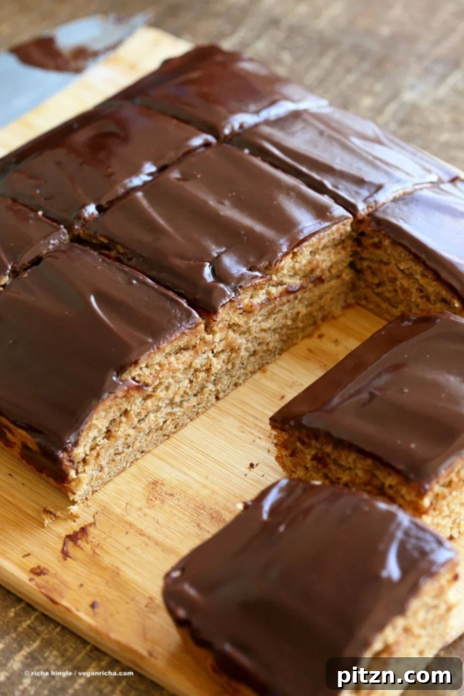 Vegan Chocolate Delights for a Sweet Valentine's Day 12 An easy 7-ingredient Blender Peanut Butter Cake with Chocolate Peanut Butter Glaze, ready in just 25 minutes. A delicious #Vegan #Cake #Recipe from VeganRicha.com