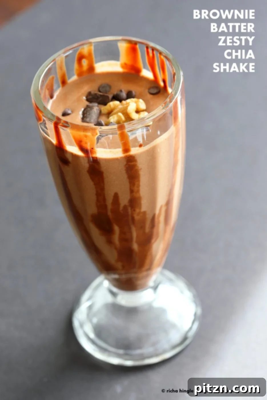 Vegan Chocolate Delights for a Sweet Valentine's Day 15 A refreshing Brownie Batter Orange Chia Shake. This zesty chocolate chia smoothie is perfect to start the day or for a summer snack. Blend chocolate chips, non-dairy milk, chia (with or without zest), chill and serve. Vegan, Gluten-free, Soy-free Recipe. | VeganRicha.com