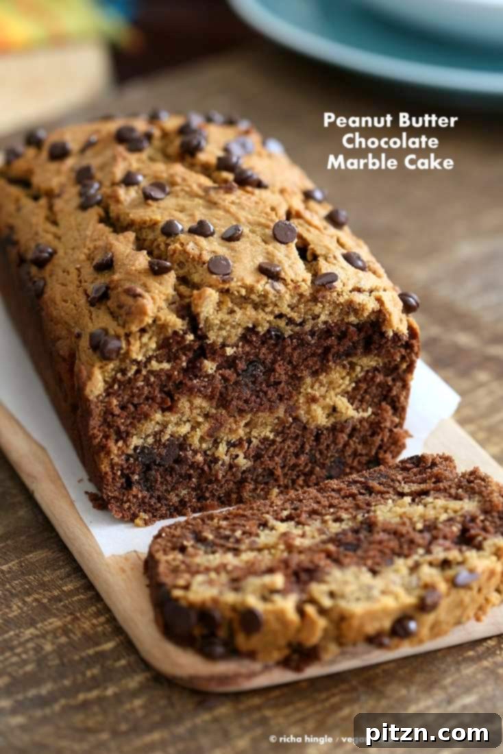 Vegan Chocolate Delights for a Sweet Valentine's Day 16 Delicious Peanut Butter Chocolate Marble Cake. A beautiful and flavorful vegan cake. | Vegan Richa #vegan #peanutbutter #chocolate #cake
