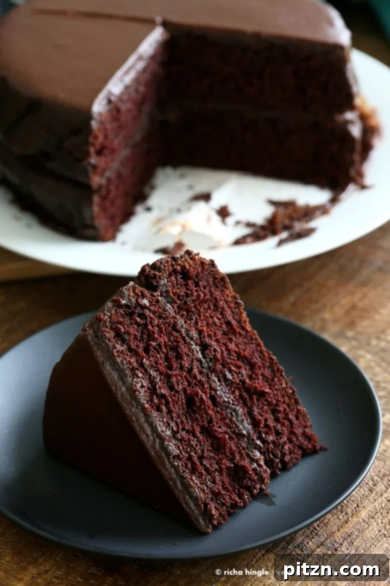 Vegan Chocolate Delights for a Sweet Valentine's Day 6 A delicious Vegan Chocolate Cake topped with a rich Chocolate Peanut Butter Ganache. This simple, moist chocolate layer cake can also be enhanced with raspberry or apricot preserves. A soy-free, palm oil-free recipe from VeganRicha.com