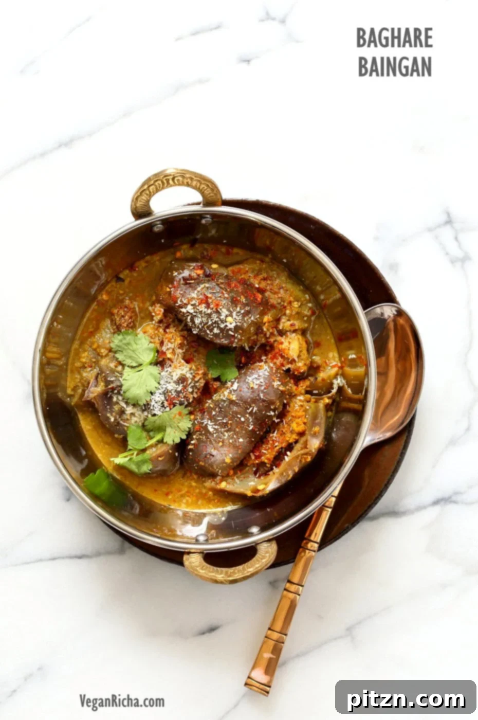 A beautifully presented Instant Pot Masala Eggplant Curry, garnished with coconut and cilantro, ready to be enjoyed.