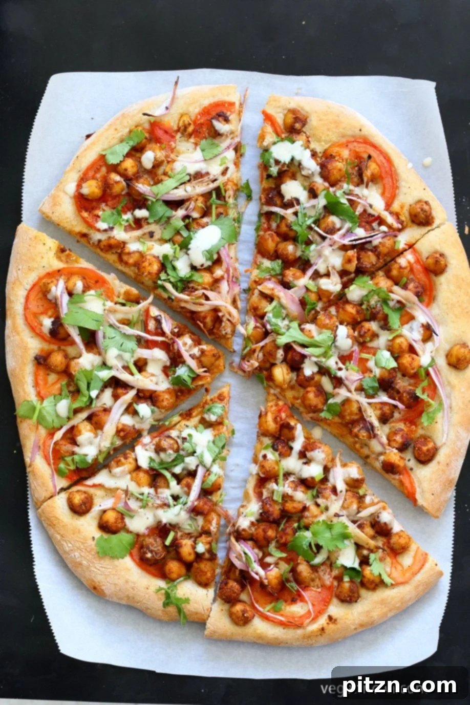 Ethiopian Berbere Chickpea Pizza with Creamy Tahini Garlic Sauce 7 Ethiopian Berbere Chickpea Pizza with Tahini Garlic Dressing. Amazingly flavorful pizza. Dress with tahini dressing, vegan ranch or other creamy dressing. Vegan Soyfree Nut-free Recipe. Gluten-free Crust option. | VeganRicha.com