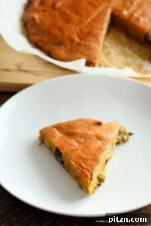 Lentil Veggie Asparagus Frittata: A unique and easy vegan frittata where blended red lentils create an 'egg-like' base, filled with fresh spring vegetables like asparagus. A gluten-free and soy-free breakfast, brunch, or light lunch option.