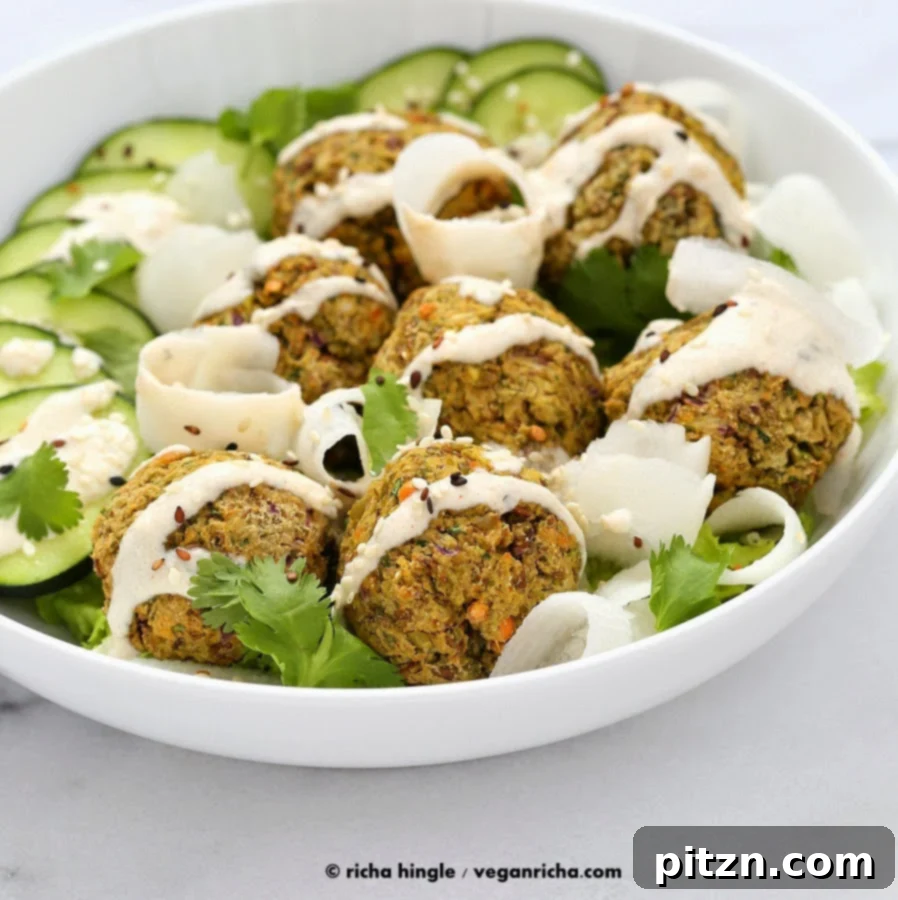 Lentil split pea Falafels served with fresh garnish