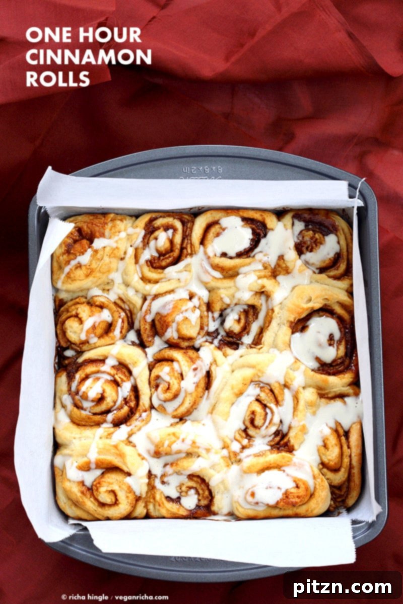 Easy Homemade 1-hour Vegan Cinnamon Rolls with Cashew cream frosting. Ready in 60 minutes. Perfect for Mother's Day breakfast. Soy-free, Palm Oil free.
