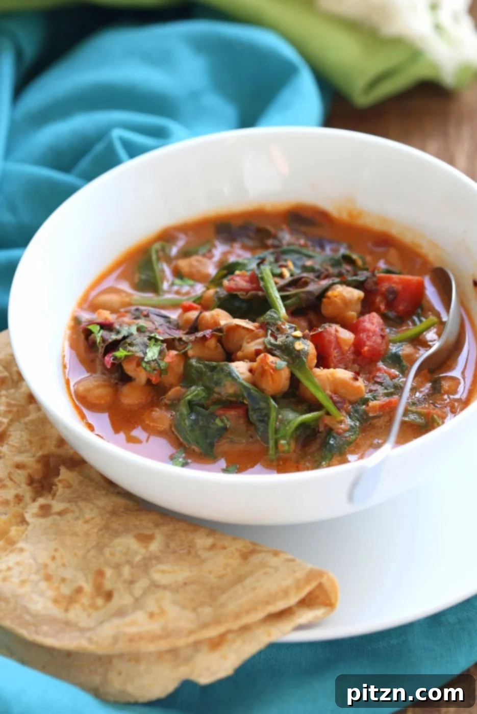 Instant Pot Chana Saag - Chickpea Spinach Curry. Easy 1 pot Chickpea Curry. Saucepan option. Vegan Gluten-free Nut-free Recipe | VeganRicha.com