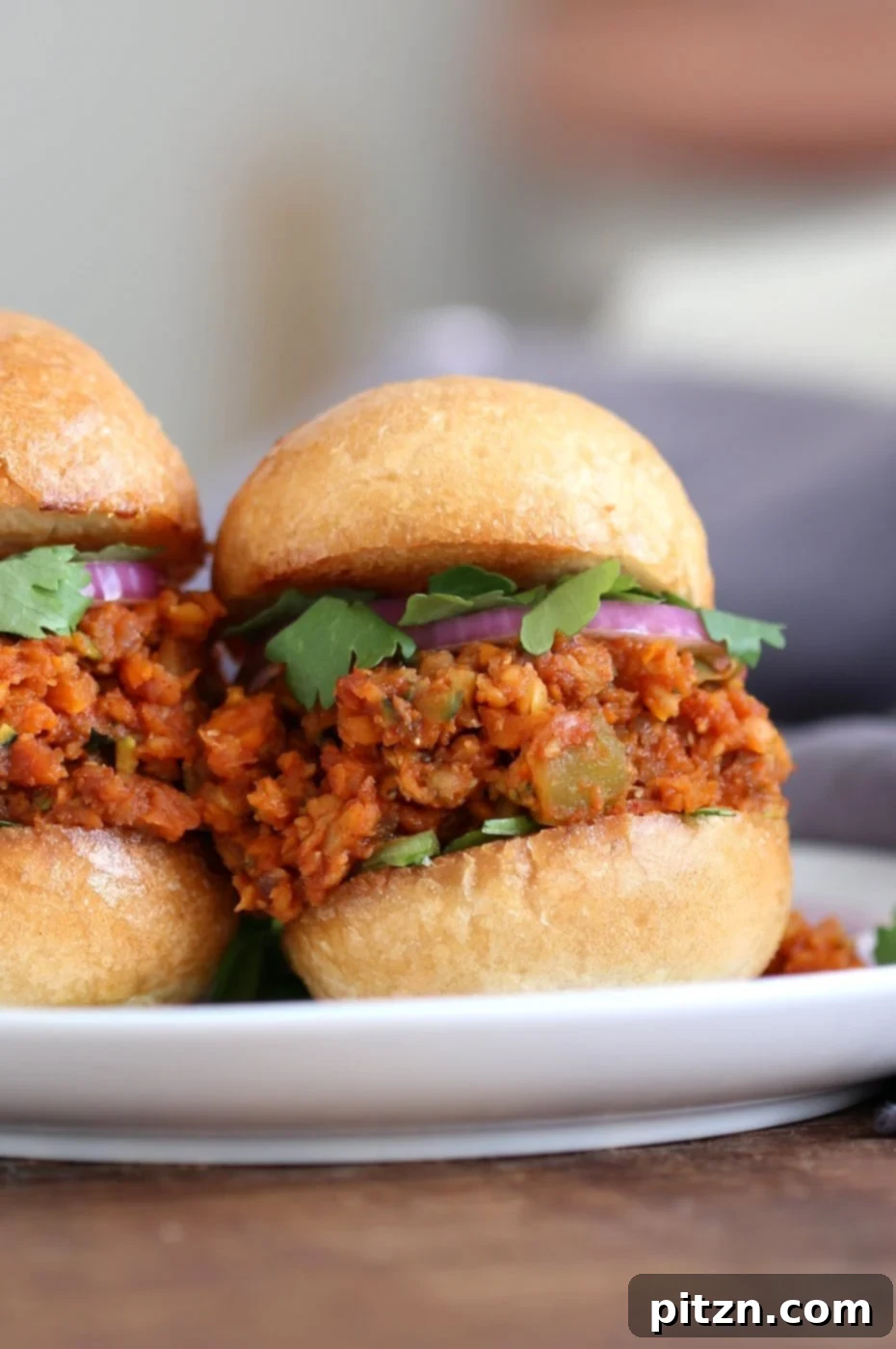 Cajun Spiced Smoky Vegan Sloppy Lentils 11 A vibrant close-up of a finished Smoky Vegan Sloppy Joe, featuring the rich lentil mix, fresh toppings, and toasted bun, ready to be devoured.