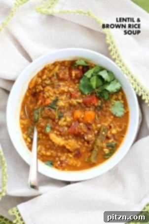 15 Protein-Packed Vegan Meals 13 Lentil Brown Rice Soup. Easy 1 pot Lentil Rice Soup with Spinach or greens of choice. 20 minutes active time then let everything simmer. Serve with crackers, papadum or grilled vegan cheese sandwiches. Vegan Gluten-free Soy-free Recipe | VeganRicha.com #vegan #glutenfree #veganricha
