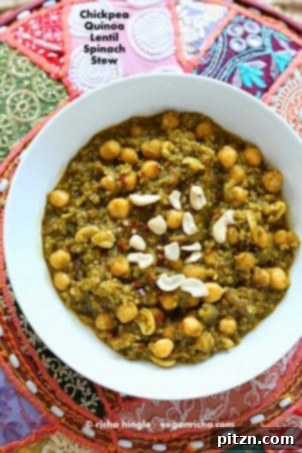 15 Protein-Packed Vegan Meals 3 Amazing 1 Pot Chickpea Lentil Quinoa Spinach Stew. 30 Minute 3 protein meal. 21 Gm of Protein Per serve! Vegan Gluten-free Soy-free, Can be nut-free. Instant Pot option #vegan #glutenfree #veganricha