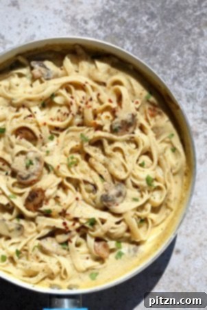 15 Protein-Packed Vegan Meals 4 The Best Vegan Mushroom Garlic Alfredo with no nuts. Garlicky, Creamy, Amazing Vegan Fettuccine Alfredo. Nut-free, Easily Gluten-free, soy-free. | VeganRicha.com
