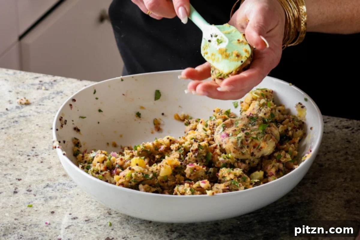 Flavorful Tikki Chole Potato Quinoa Patties and Chickpea Curry 15 forming a patty from the tikki mixture