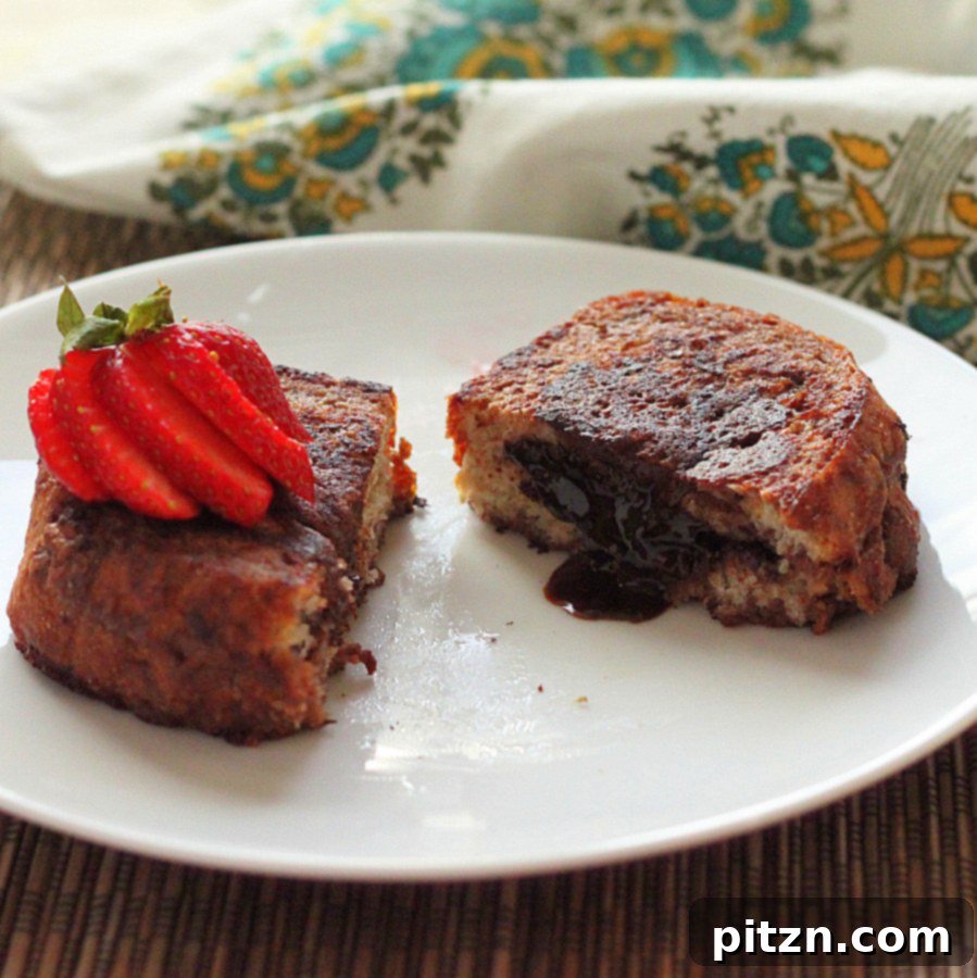 Vegan Molten Lava French Toast with Chocolate Center