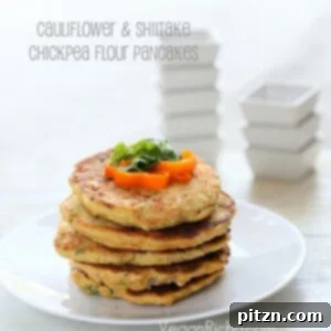 Chickpea Flour Pancakes with Cauliflower and Shiitake mushrooms