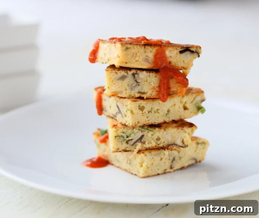 Close-up of chickpea flour pancakes on a plate