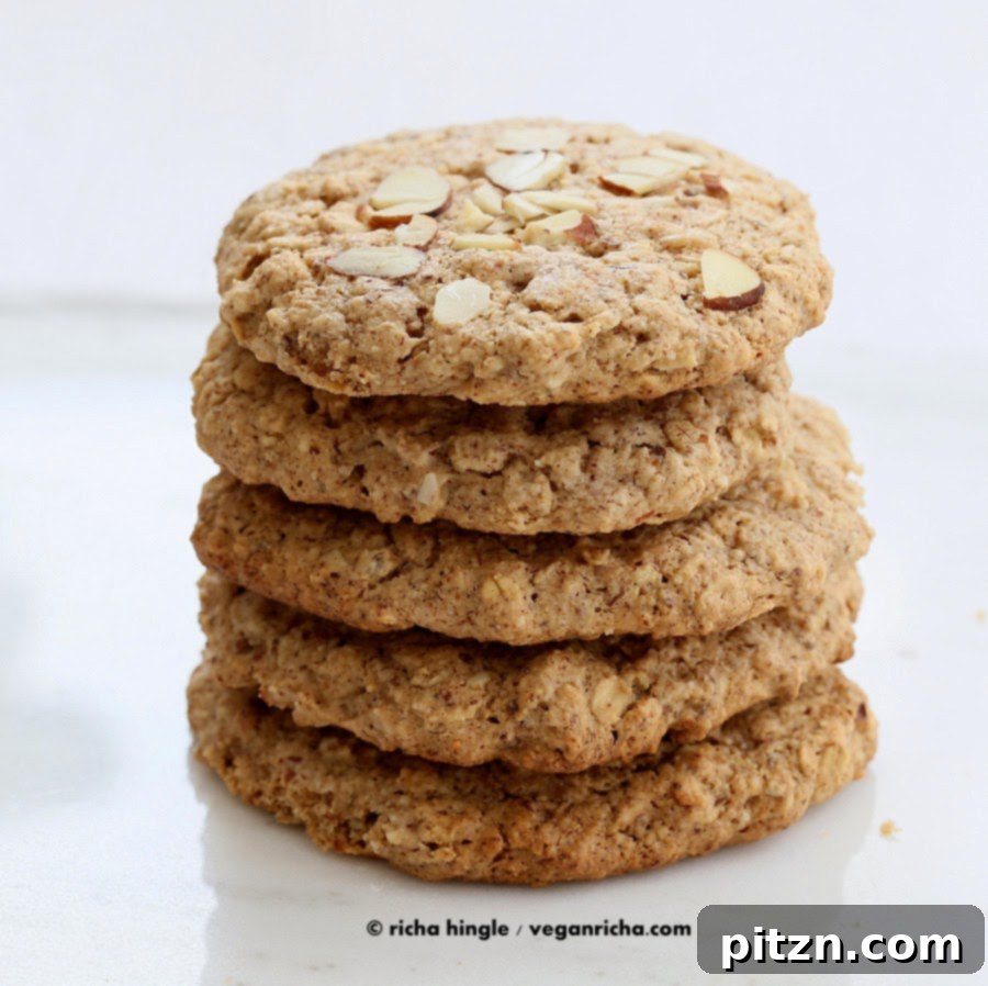 Vegan GF Almond Butter Oatmeal Cookies, ready to eat