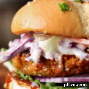 Close-up of a delicious BBQ lentil burger