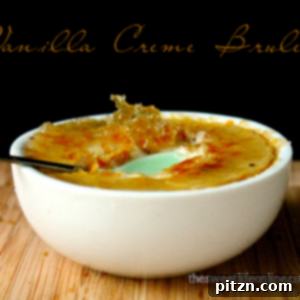 Close-up of a perfectly torched Vegan Creme Brulee