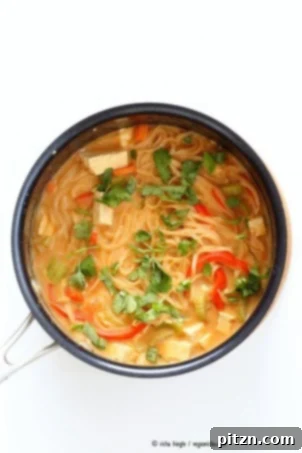 One-pot peanut sauce noodles with veggies, ready in 20 minutes, featuring brown rice noodles and peanut or almond butter for an easy, quick weeknight dinner.