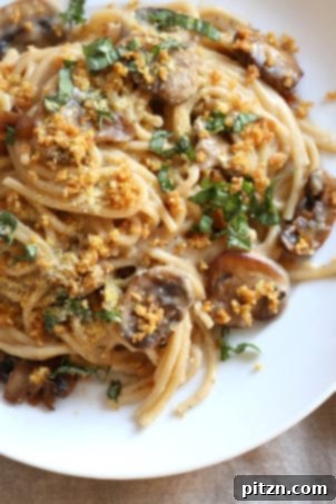 Simple, creamy, and comforting instant pot mushroom tetrazzini, a one-pot pasta dinner made with pantry ingredients, soy-free, and can be nut-free/gluten-free.