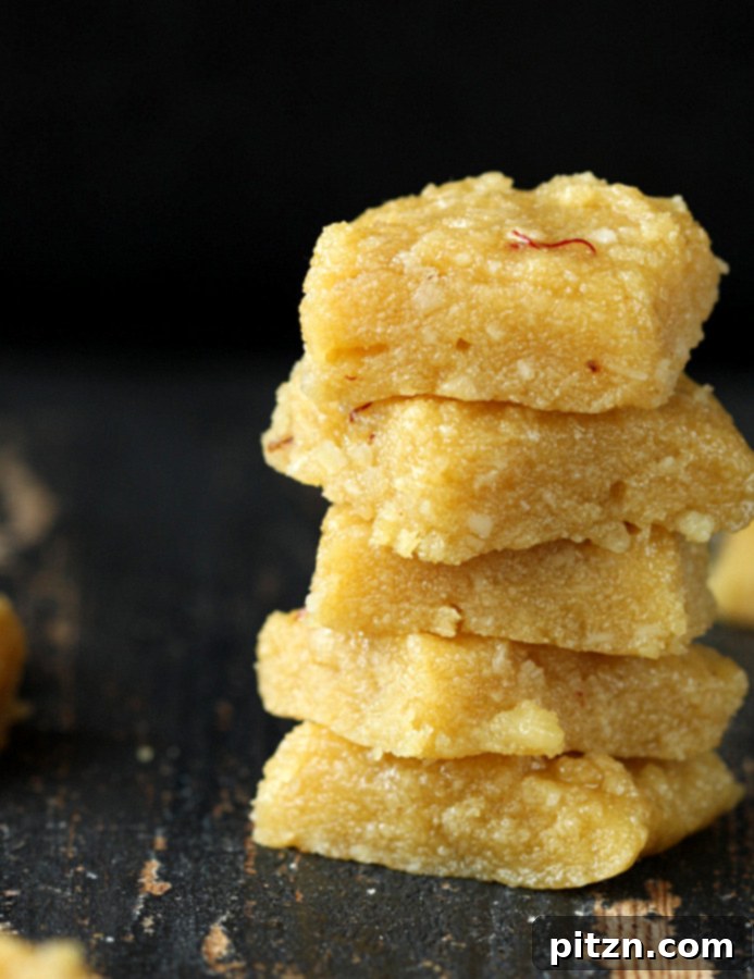 Vegan Kesar Burfi - Almond Semolina Fudge | Vegan Richa