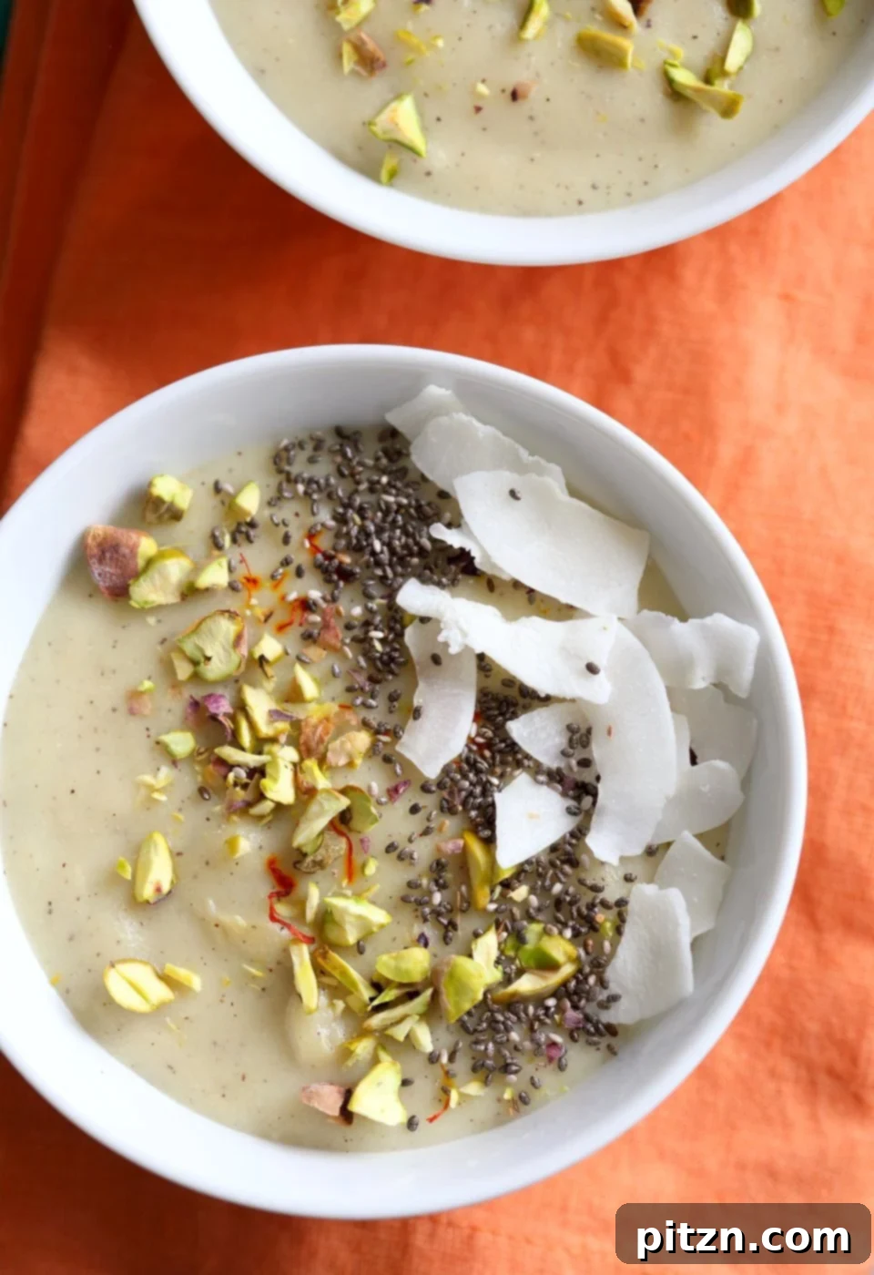 Thandai Phirni in serving bowls, ready for the Holi festival