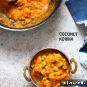 Veggie Kurma - Easy Coconut Korma Sauce with Cauliflower, Potatoes, Carrots, Chickpeas. Vegetable Korma