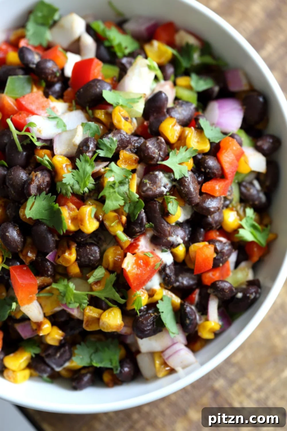 Mexican Street Corn Salad with Black Beans and Chipotle Mayo. Elote Bean Salad. Serve with Tortilla Chips. #Vegan #Glutenfree #Nutfree #soyfree #Recipe #veganricha | VeganRicha.com