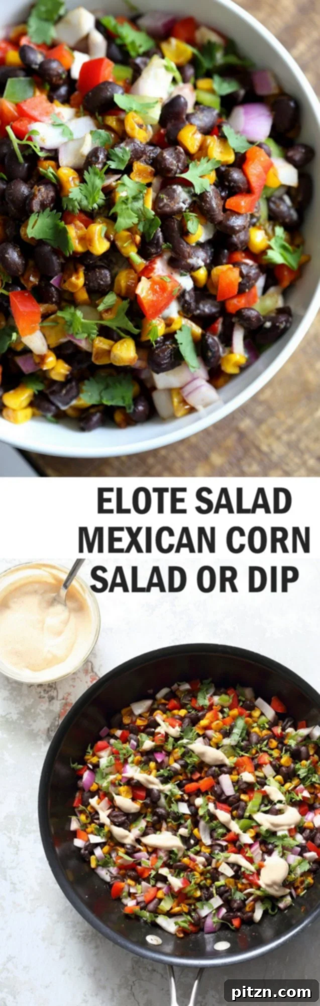 Mexican Street Corn Salad with Black Beans and Chipotle Mayo. Elote Bean Salad. Serve with Tortilla Chips. #Vegan #Glutenfree #Nutfree #soyfree #Recipe #veganricha | VeganRicha.com