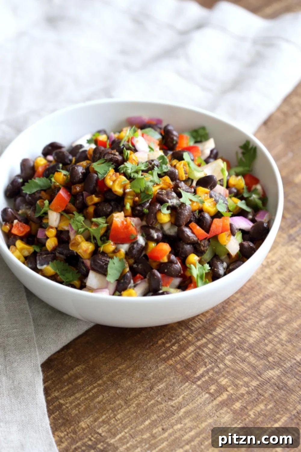 Mexican Street Corn Salad with Black Beans and Chipotle Mayo. Elote Bean Salad. Serve with Tortilla Chips. #Vegan #Glutenfree #Nutfree #soyfree #Recipe #veganricha | VeganRicha.com