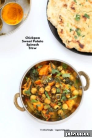 20 Affordable Vegan Meals 18 Chickpea Sweet Potato Spinach Curry, a one-pot vegan curry that is flavorful, nutritious, and easy to make.